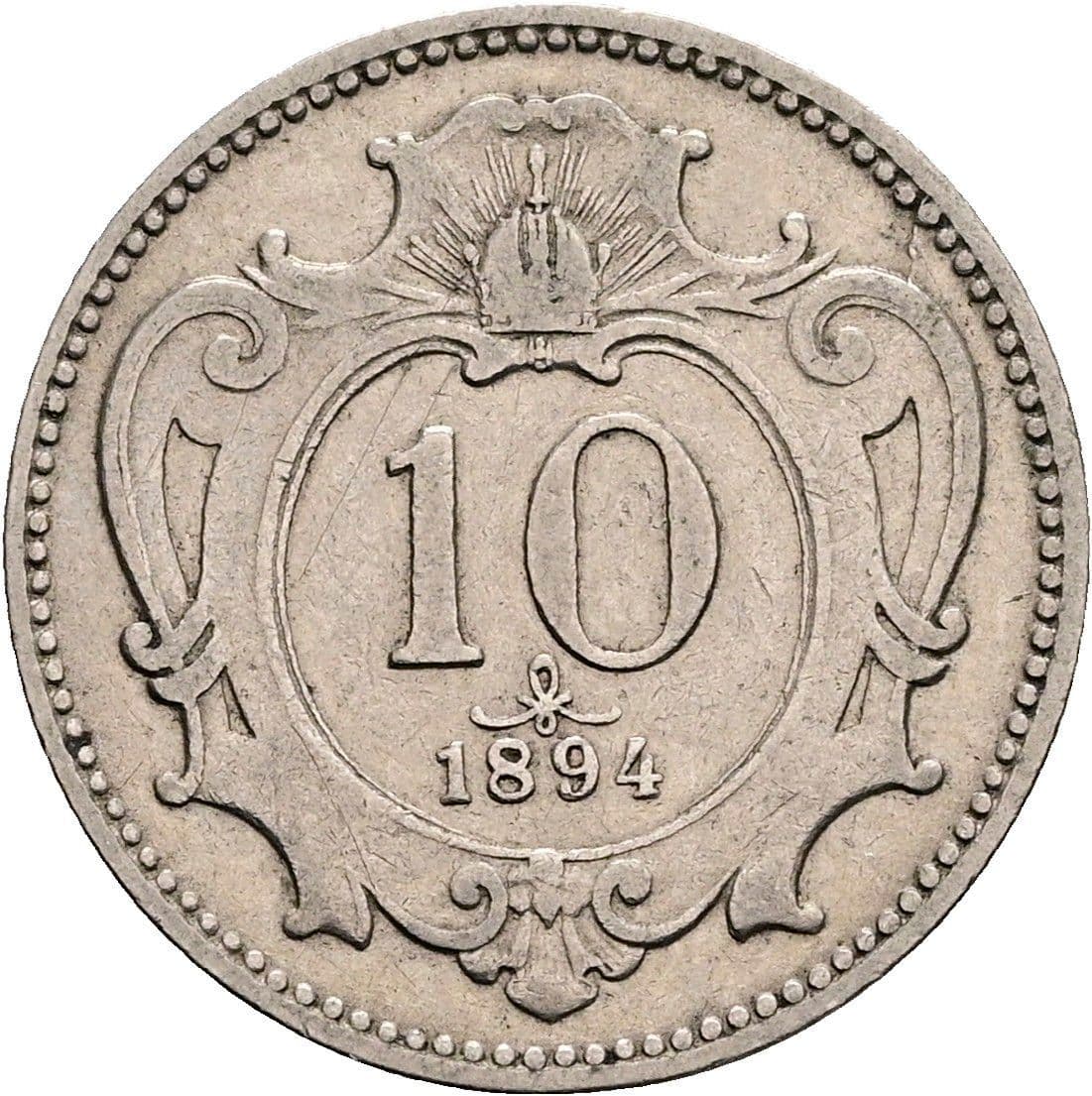 10 Heller Franz Joseph I. 1848-1916 1894 – Vorderseite