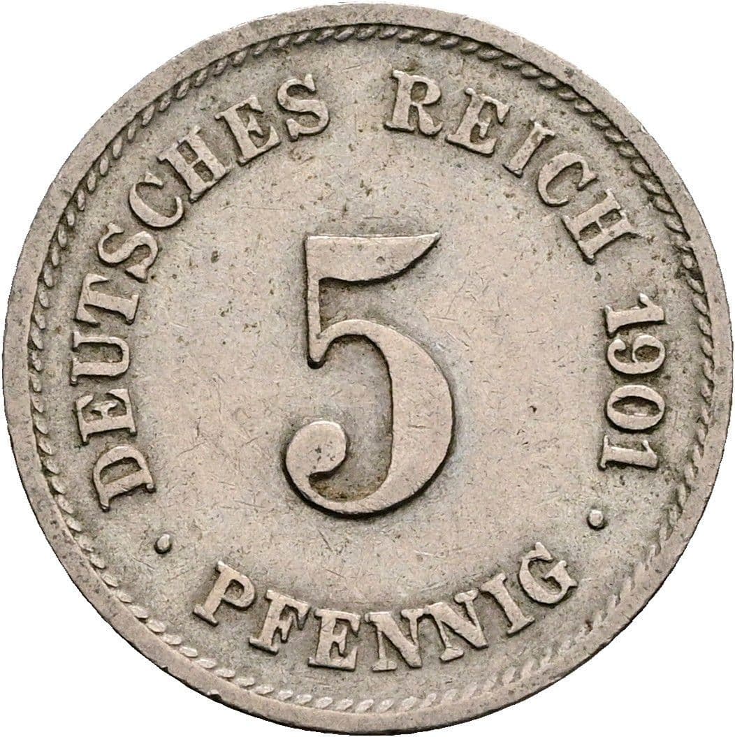 5 Pfennig 1901 G – Vorderseite