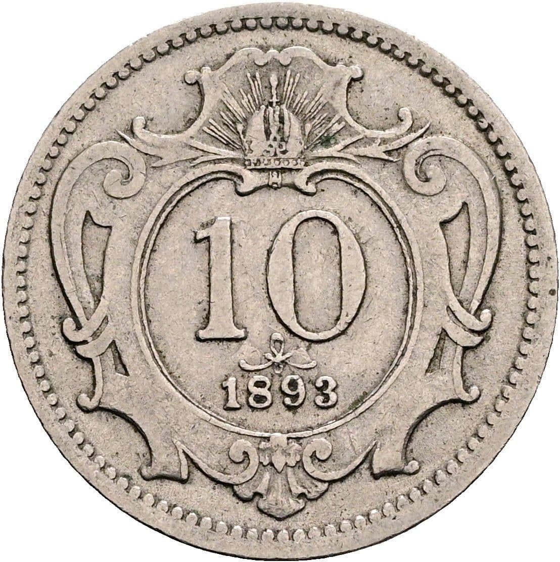 10 Heller Franz Joseph I. 1848-1916 1893 – Vorderseite