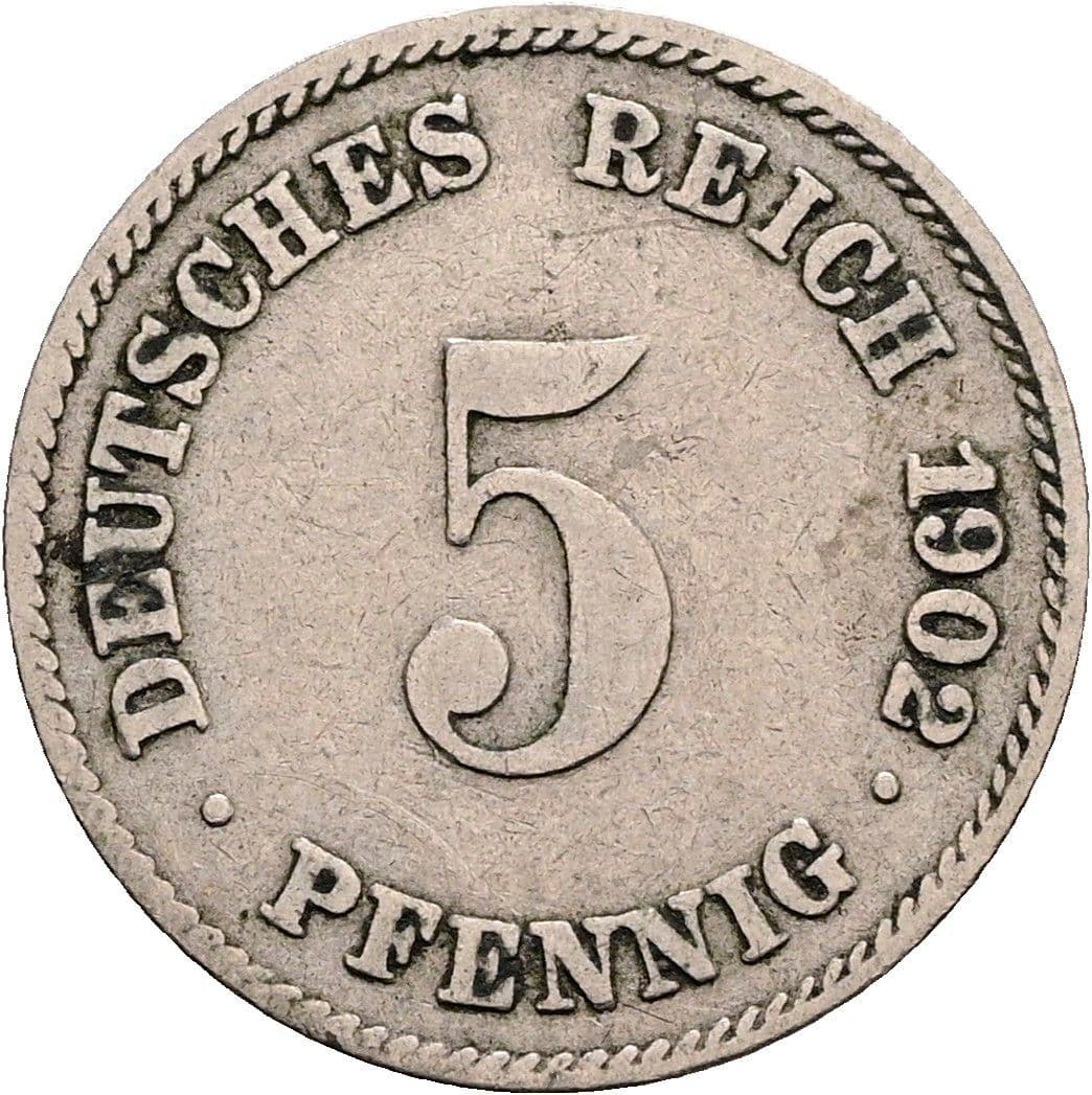 5 Pfennig 1902 J – Vorderseite