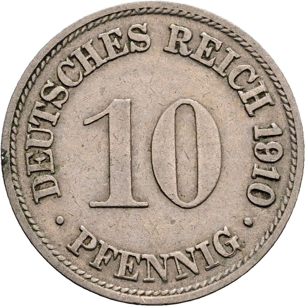 10 Pfennig 1910 F – Vorderseite
