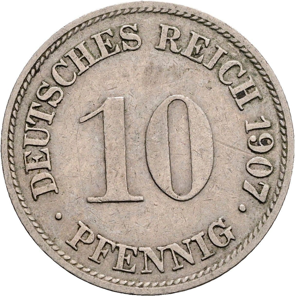 10 Pfennig 1907 G – Vorderseite