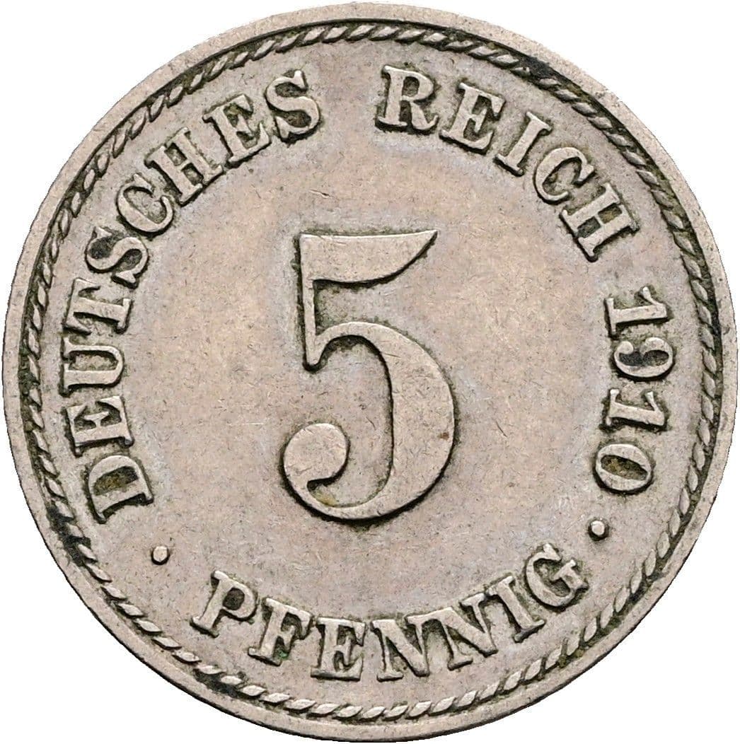 5 Pfennig 1910 F – Vorderseite
