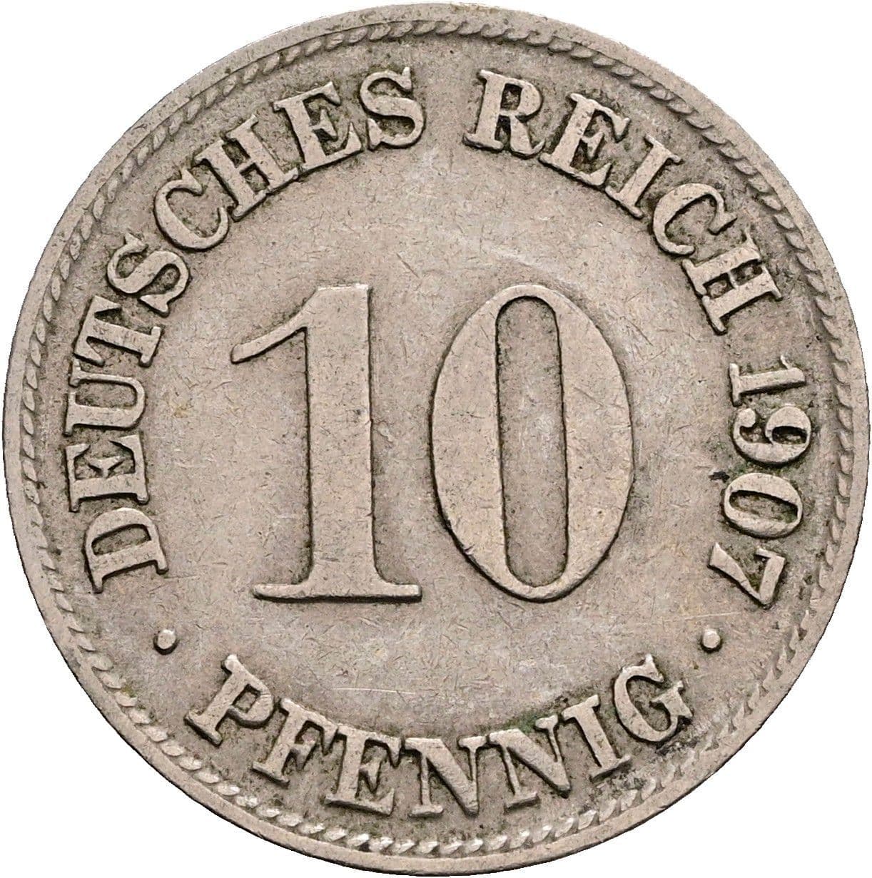 10 Pfennig 1907 D – Vorderseite