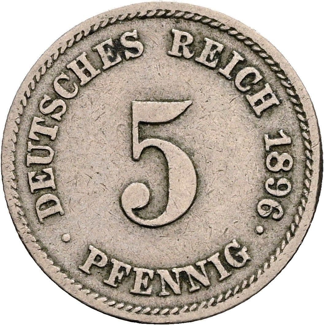 5 Pfennig 1896 J – Vorderseite