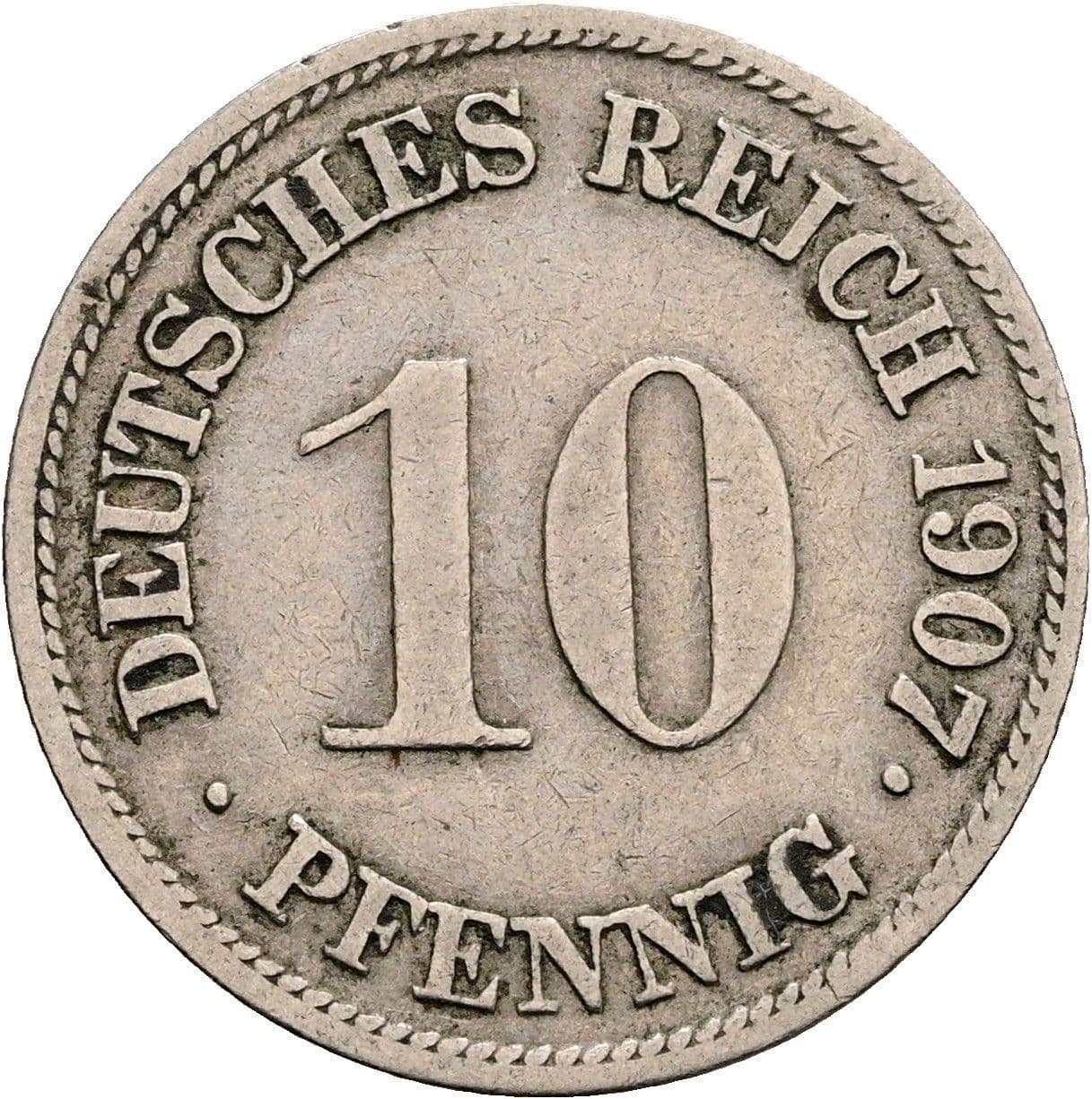 10 Pfennig 1907 G – Vorderseite