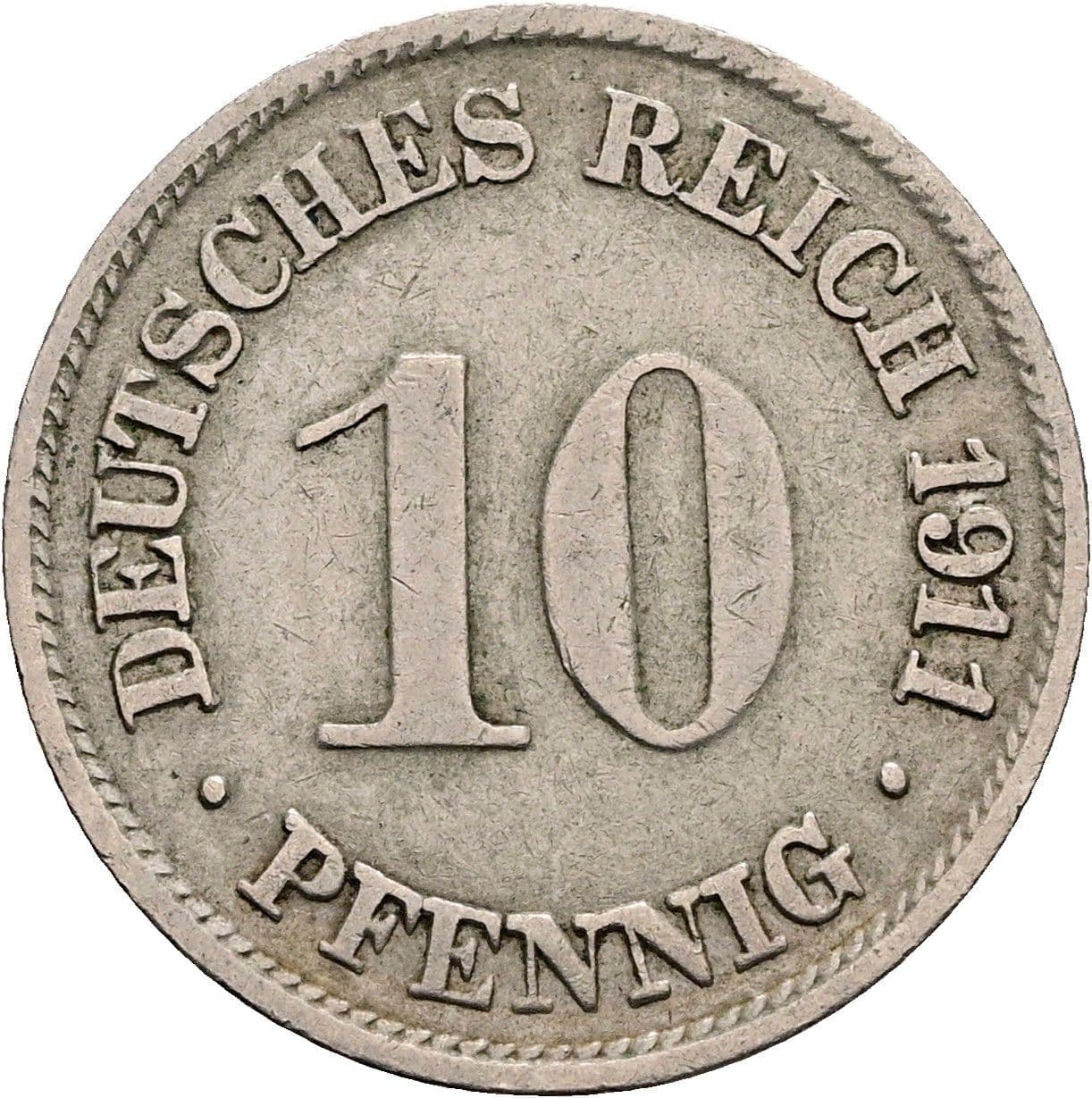 10 Pfennig 1911 G – Vorderseite