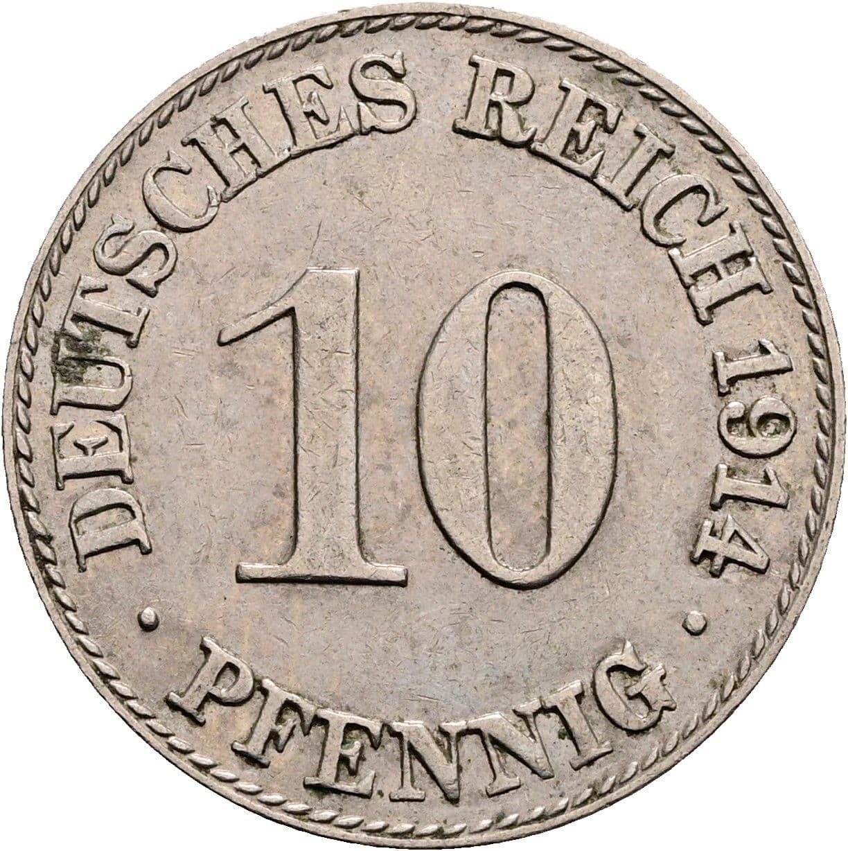 10 Pfennig 1914 D – Vorderseite