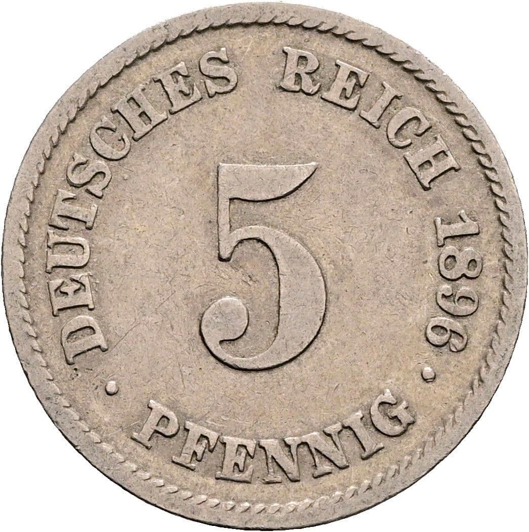 5 Pfennig 1896 F – Vorderseite