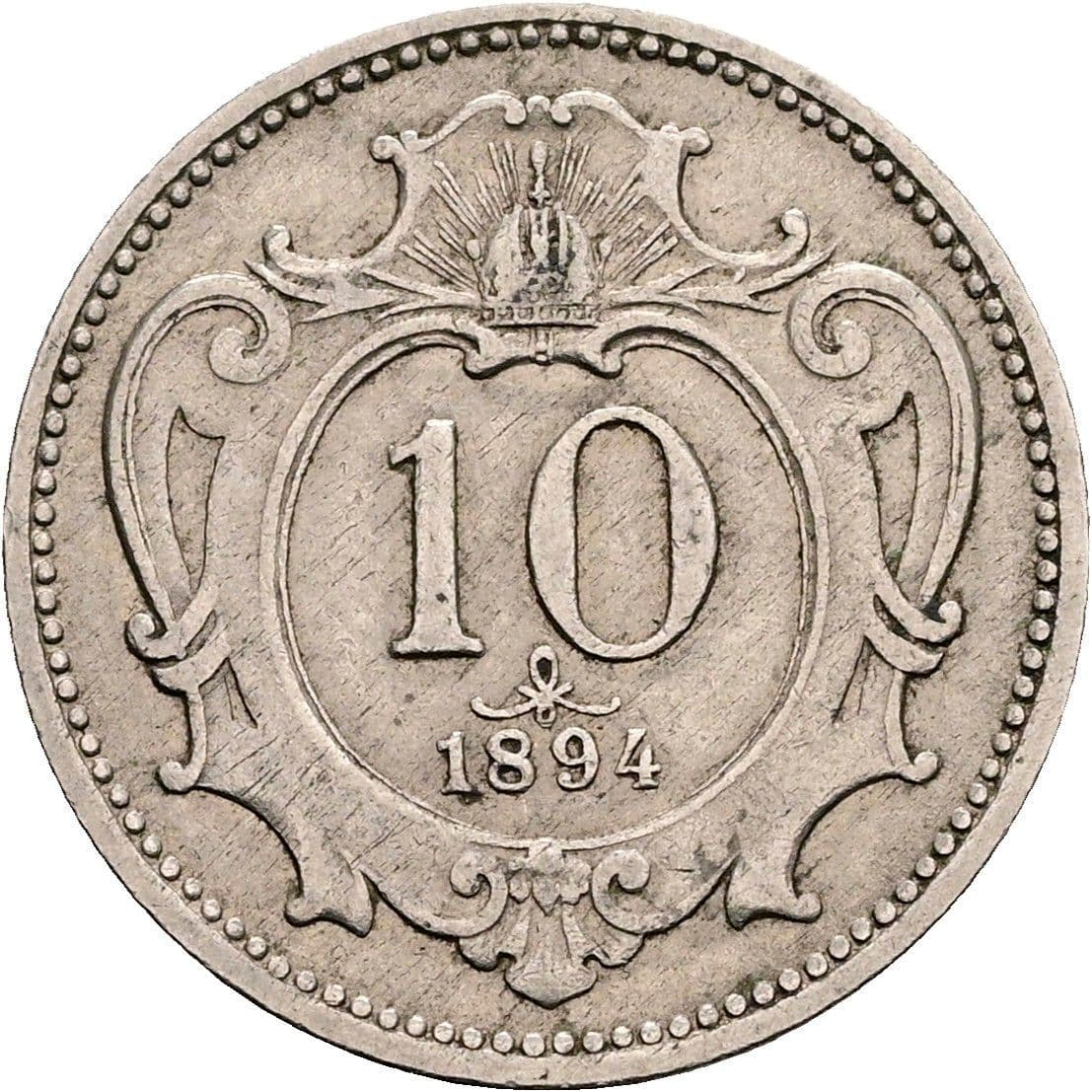 10 Heller Franz Joseph I. 1848-1916 1894 – Vorderseite