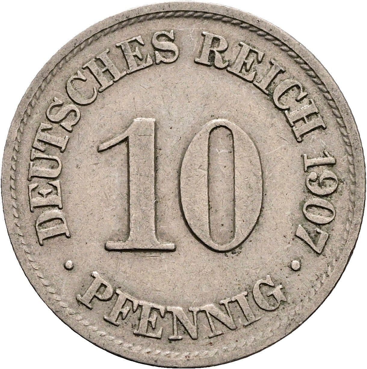 10 Pfennig 1907 A – Vorderseite