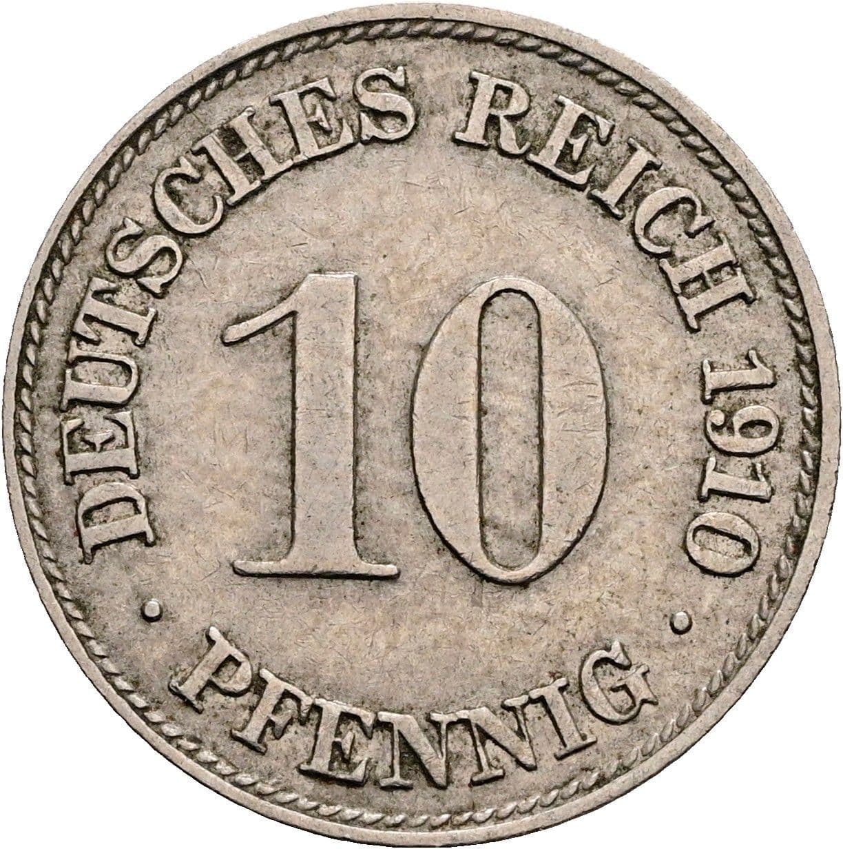 10 Pfennig 1910 D – Vorderseite