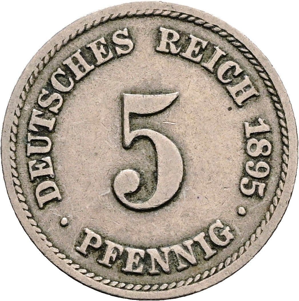 5 Pfennig 1895 F – Vorderseite