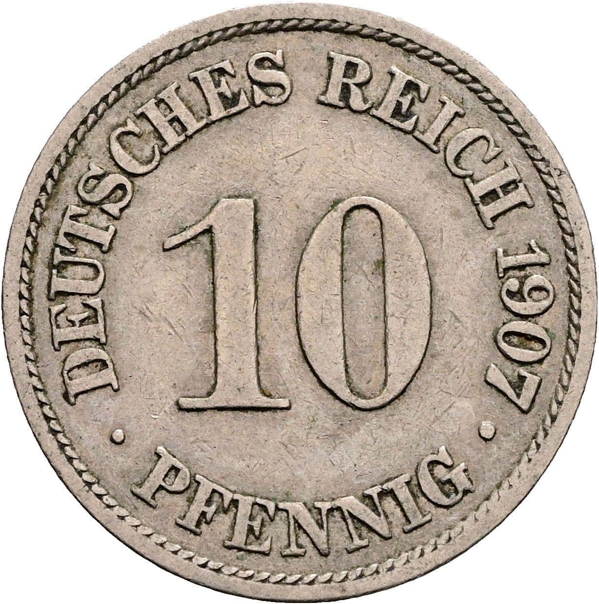 10 Pfennig 1907 A – Vorderseite