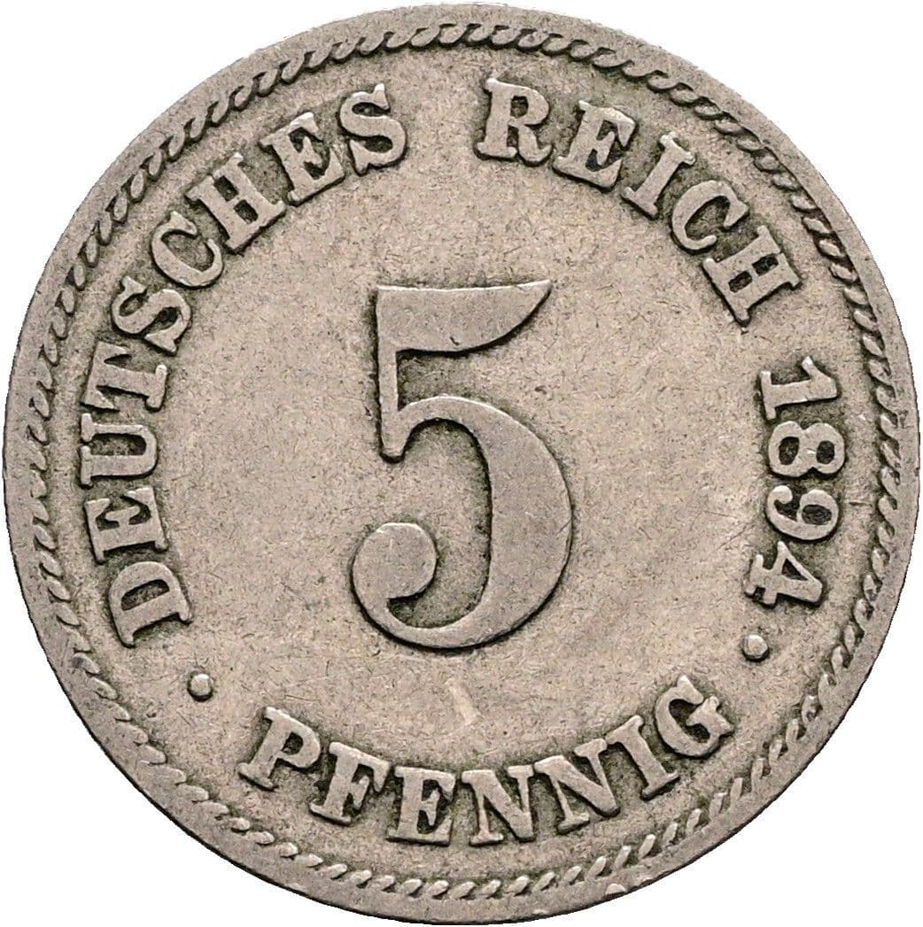 5 Pfennig 1894 E – Vorderseite