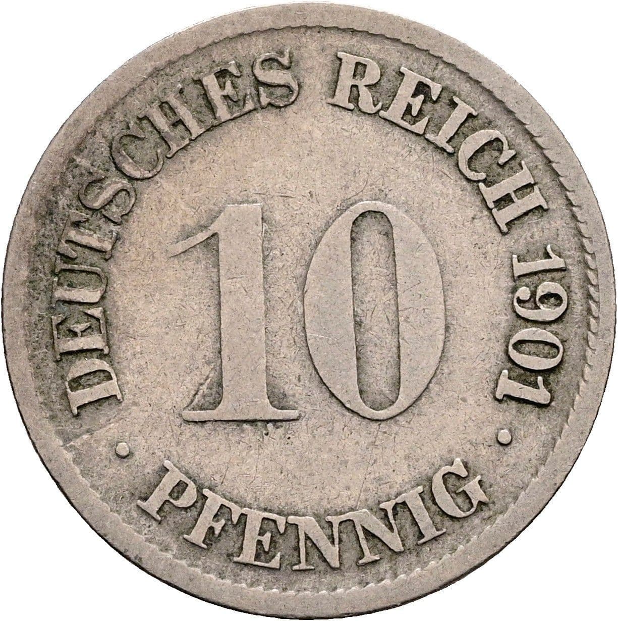 10 Pfennig 1901 G – Vorderseite