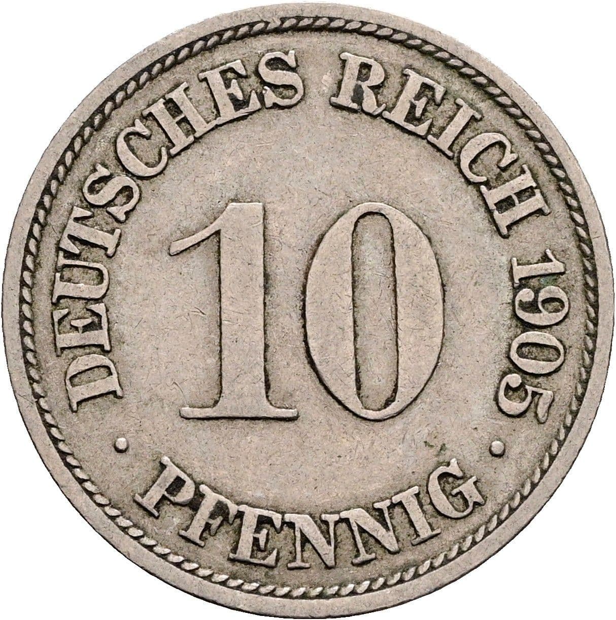 10 Pfennig 1905 F – Vorderseite