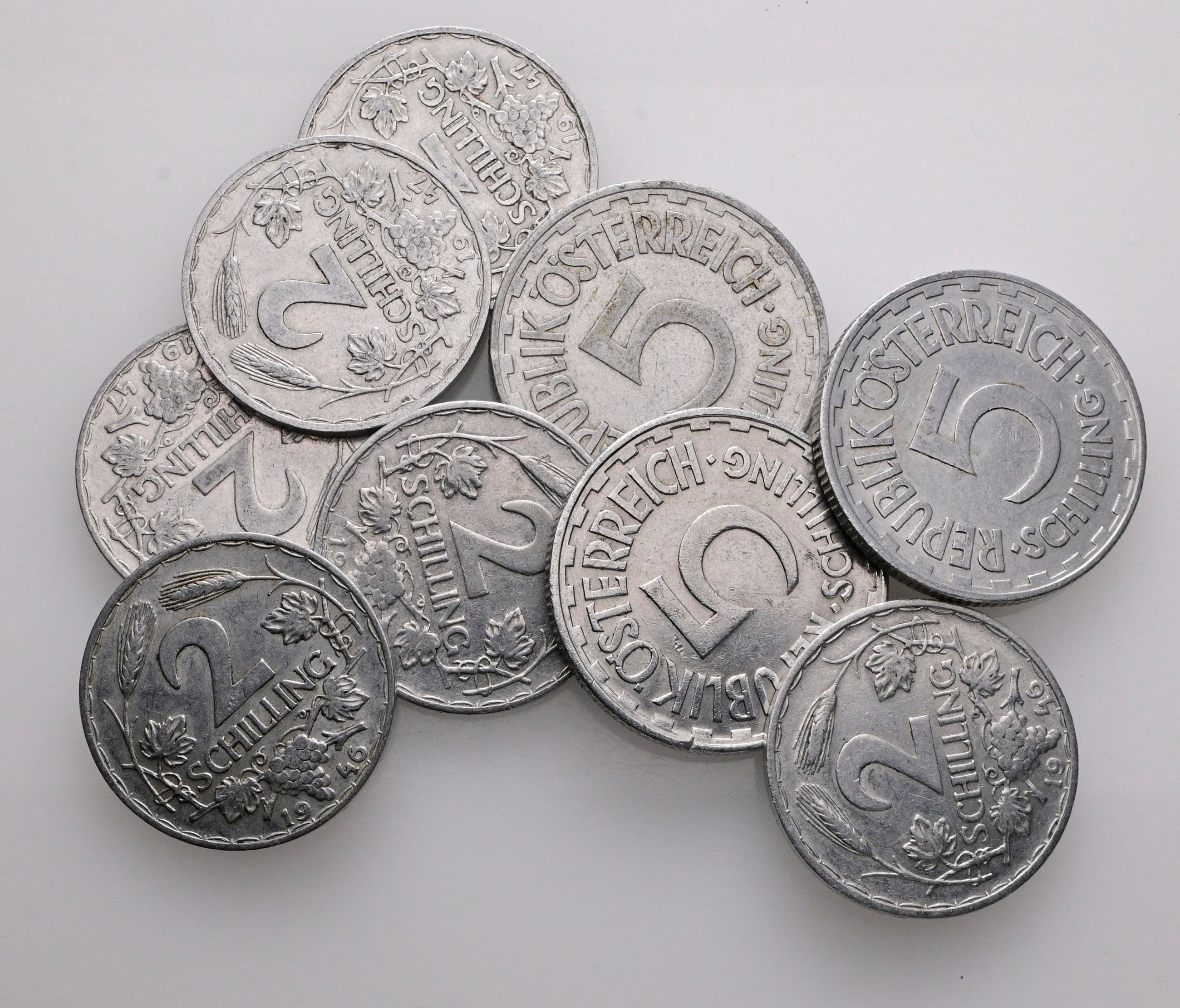 Lot 9x Alu Schillinge – Vorderseite