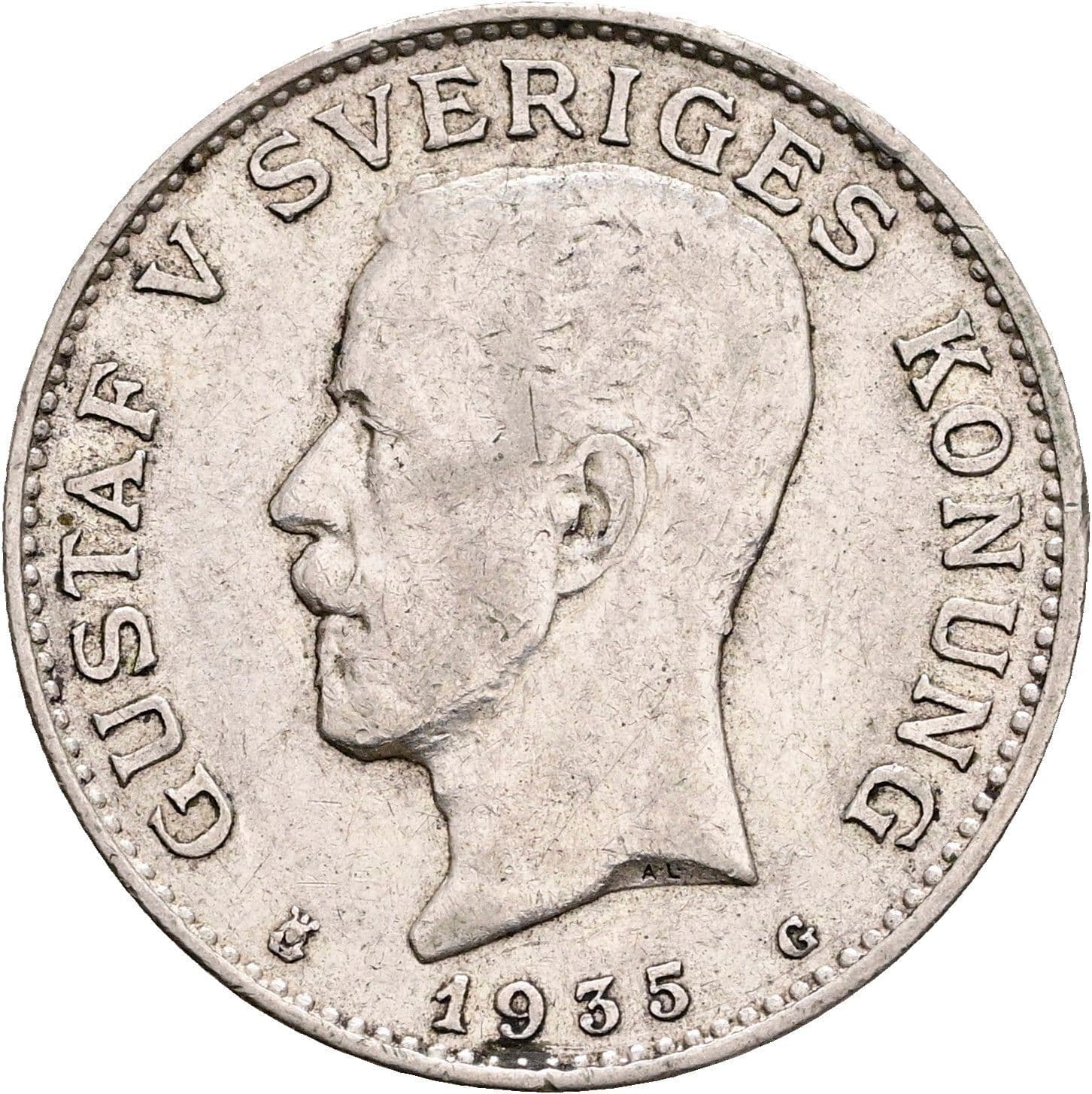 1 Krona Gustaf V. 1907-1950 1935 – Vorderseite