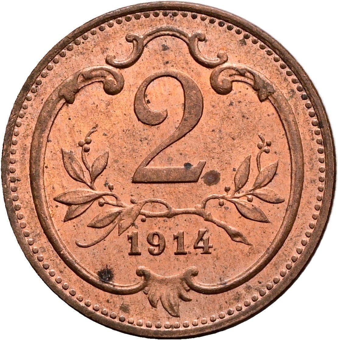 2 Heller Franz Joseph I. 1848-1916 1914 – Vorderseite