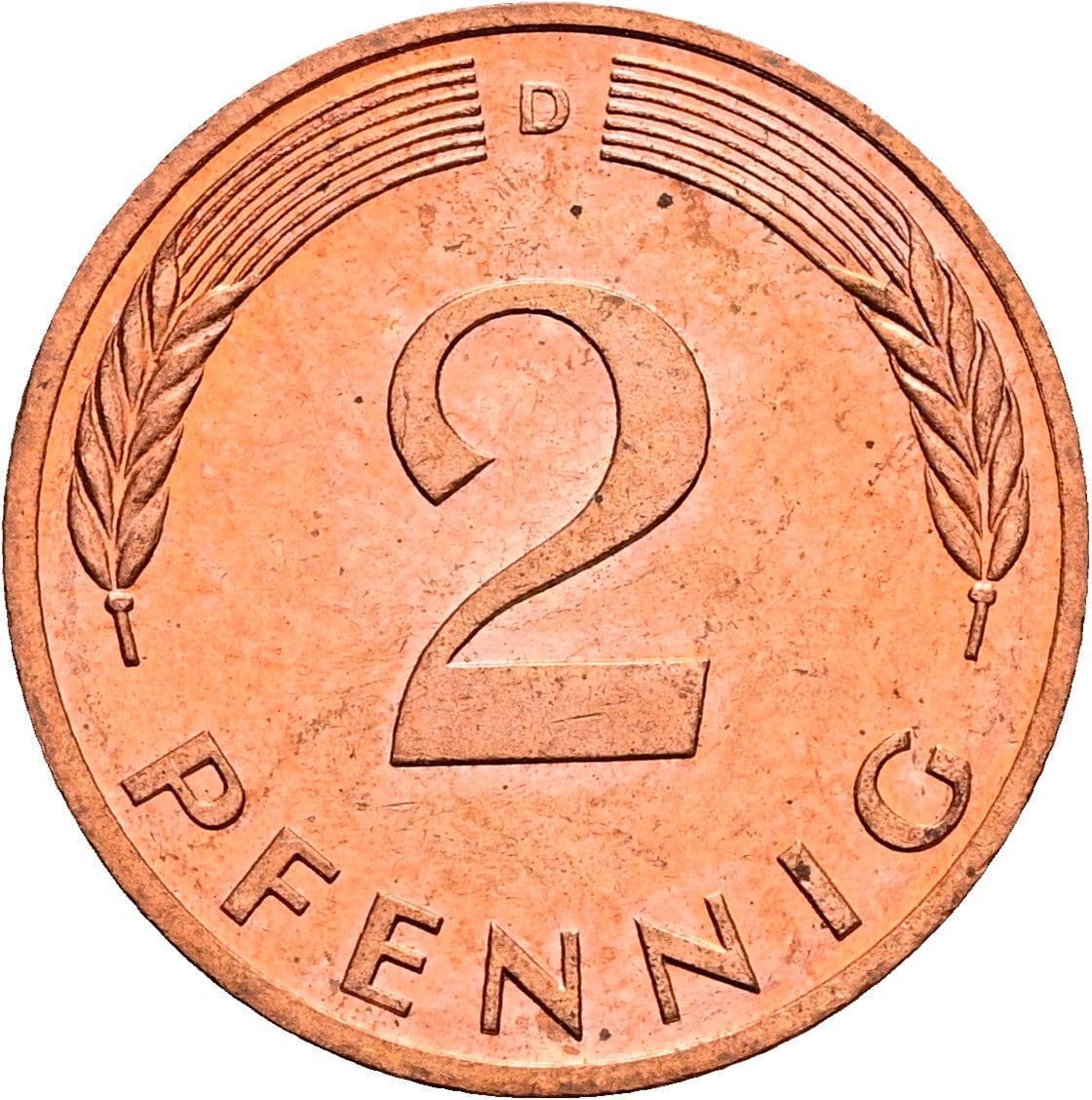 2 Pfennig 1990 D – Vorderseite