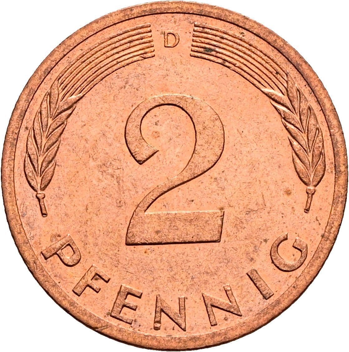 2 Pfennig 1975 D – Vorderseite