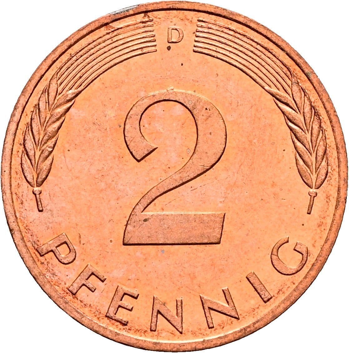2 Pfennig 1991 D – Vorderseite