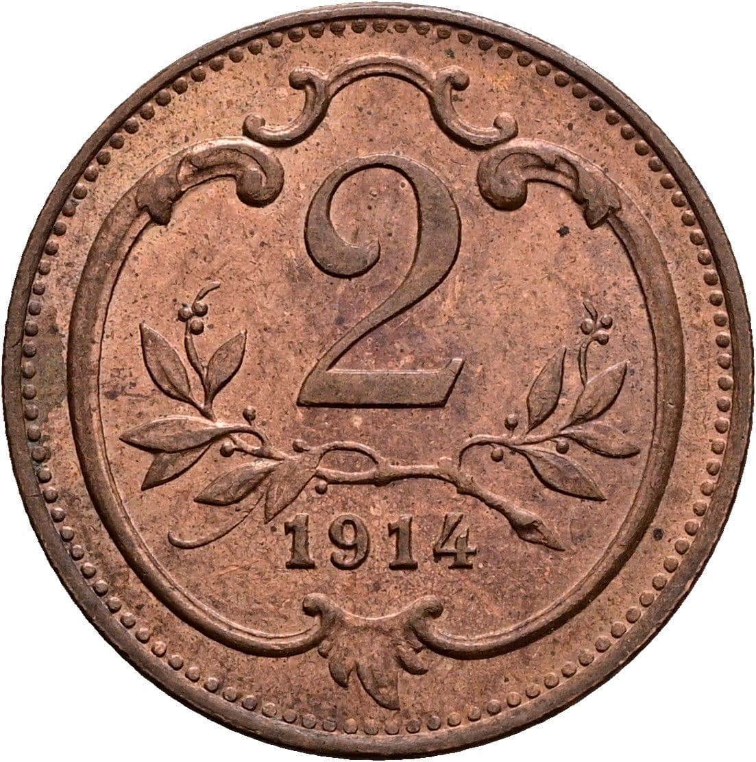 2 Heller Franz Joseph I. 1848-1916 1914 – Vorderseite