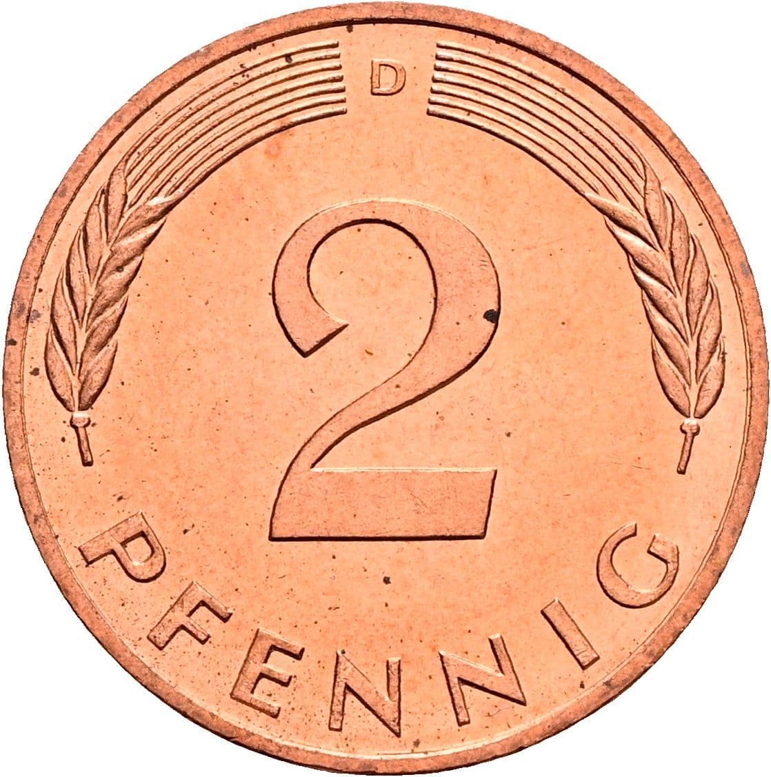 2 Pfennig 1991 D – Vorderseite