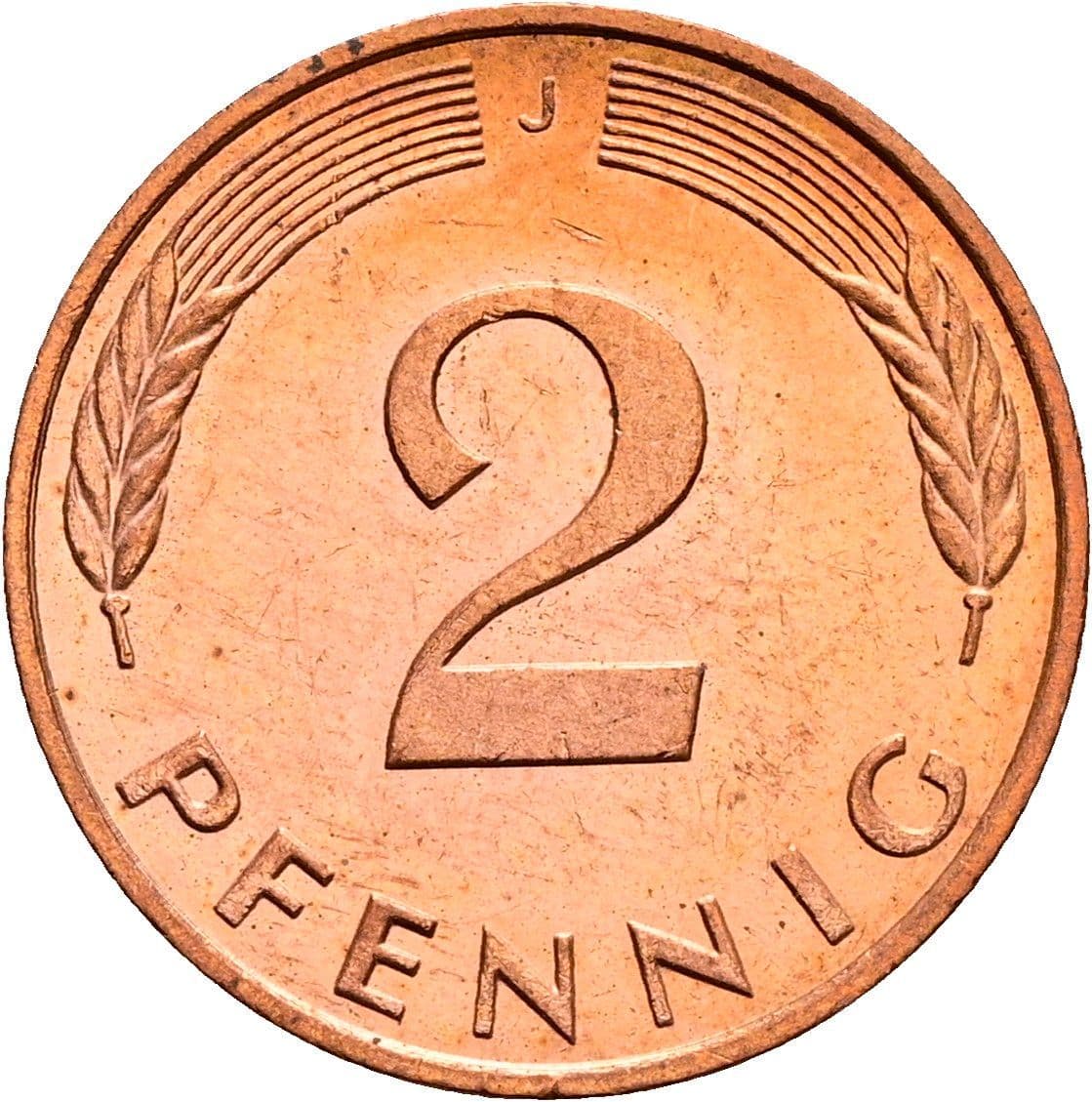 2 Pfennig 1990 J – Vorderseite