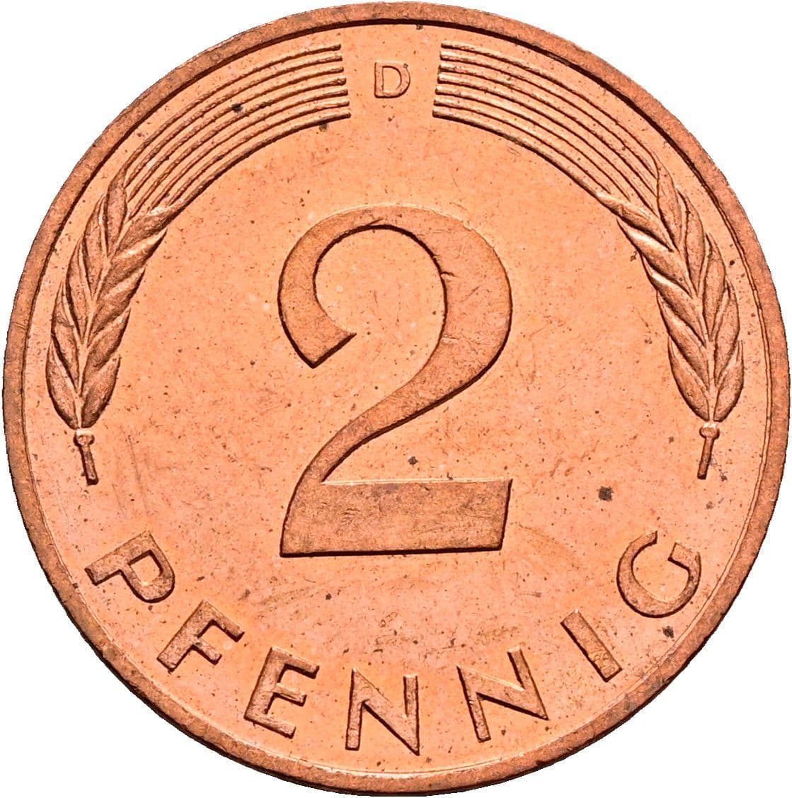2 Pfennig 1991 D – Vorderseite