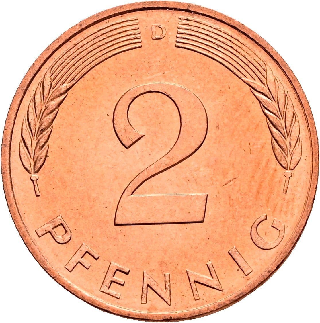 2 Pfennig 1991 D – Vorderseite
