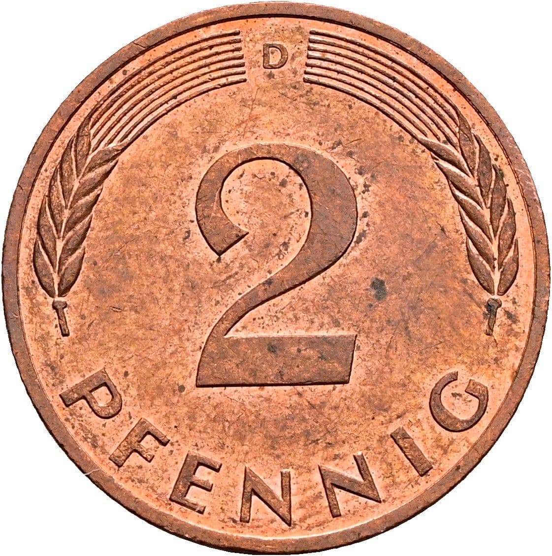 2 Pfennig 1989 D – Vorderseite