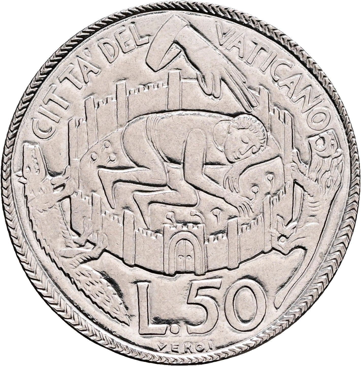 50 Lire Papst Paul VI. 1963-1978 1975 – Vorderseite
