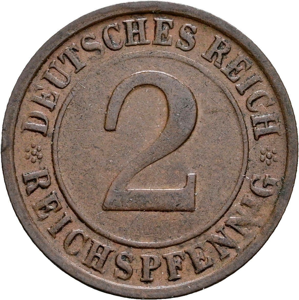 2 Reichspfennig 1924 D – Vorderseite