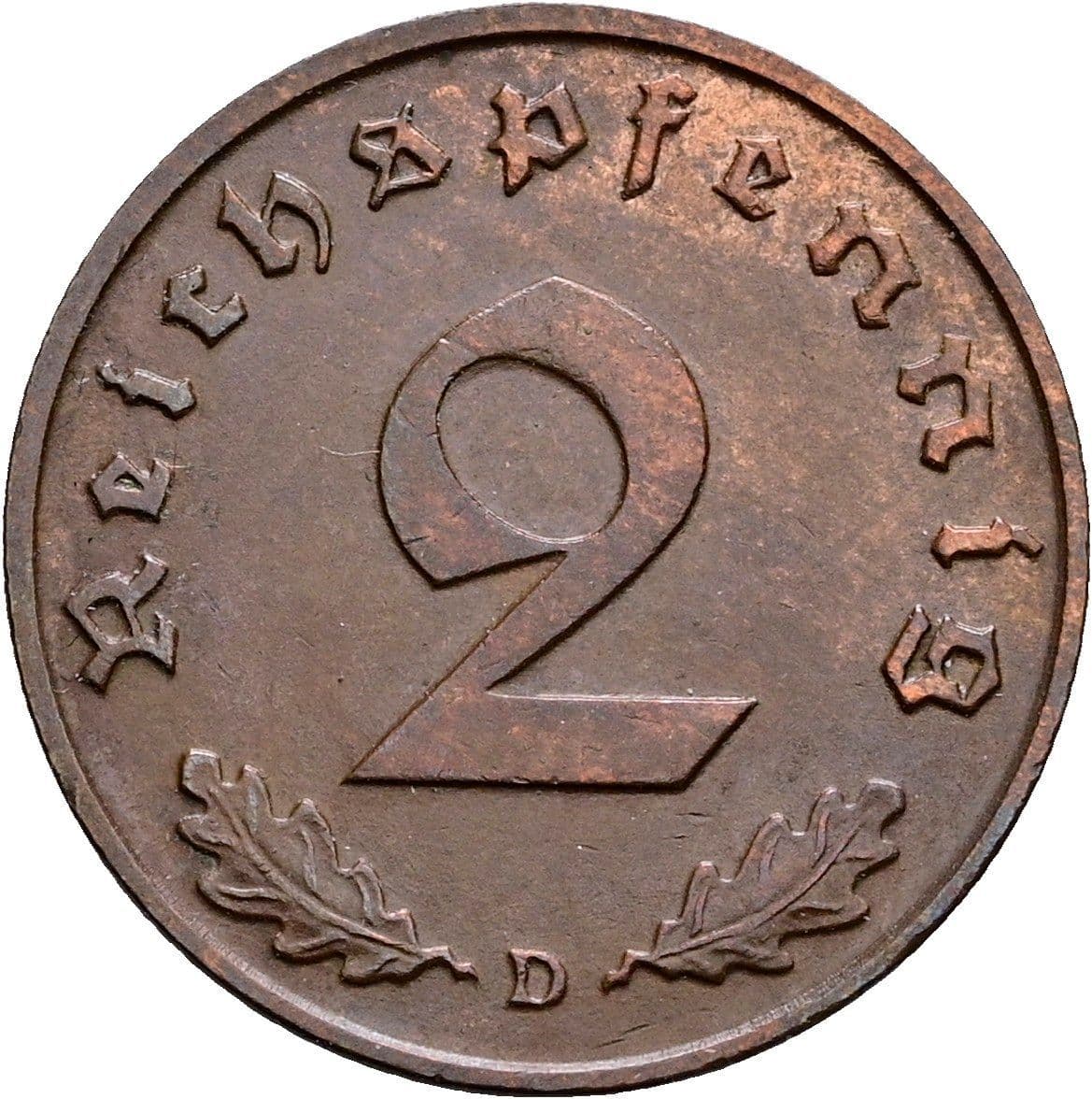 2 Reichspfennig 1939 D – Vorderseite