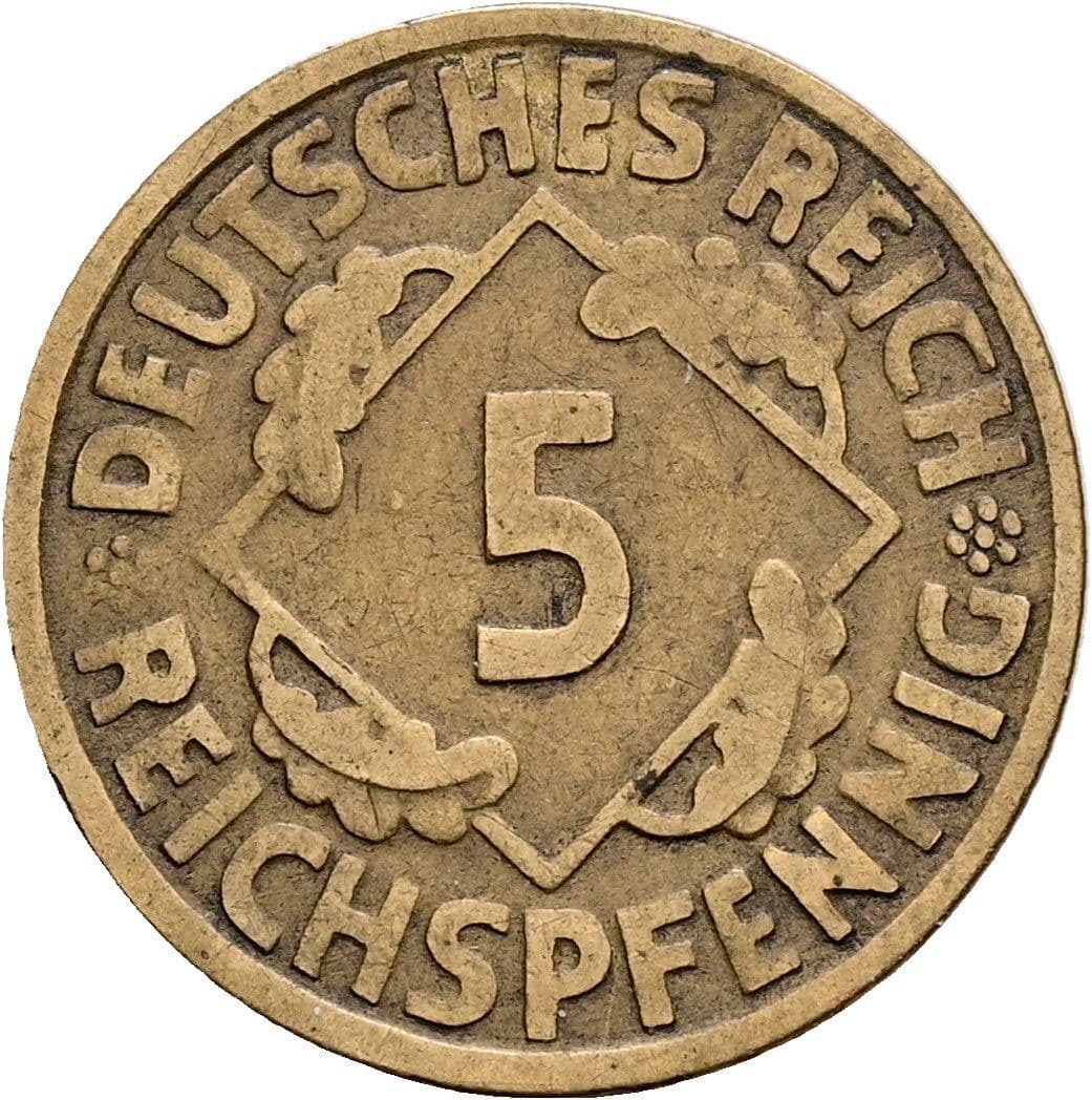 5 Reichspfennig 1924 G – Vorderseite
