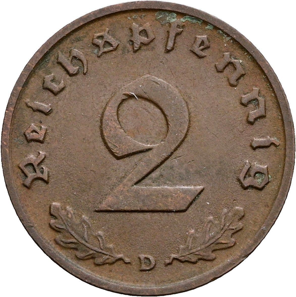 2 Reichspfennig 1940 D – Vorderseite