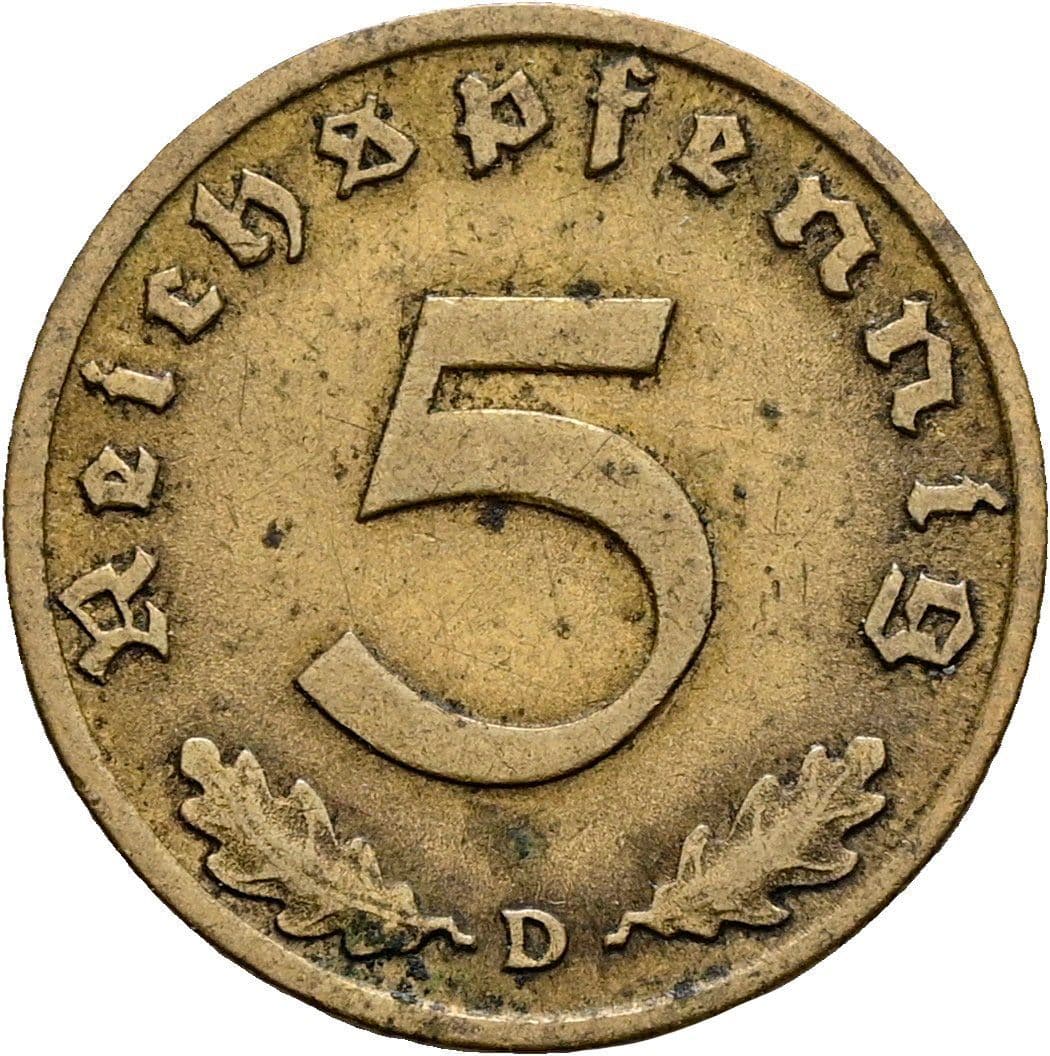 5 Reichspfennig 1938 D – Vorderseite