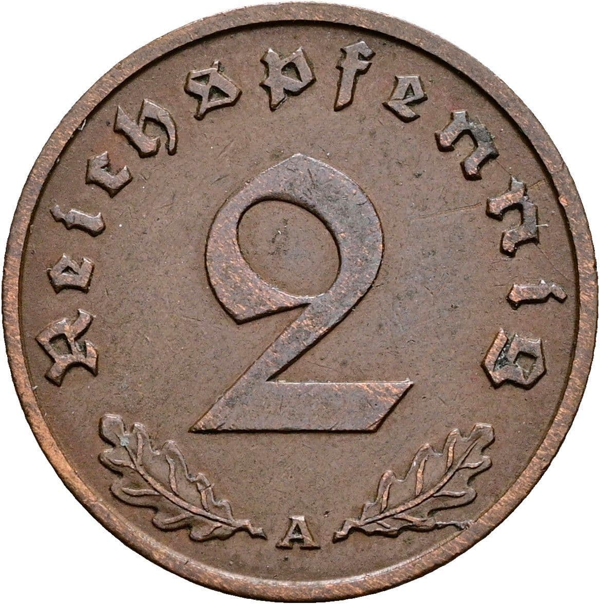 2 Reichspfennig 1938 A – Vorderseite