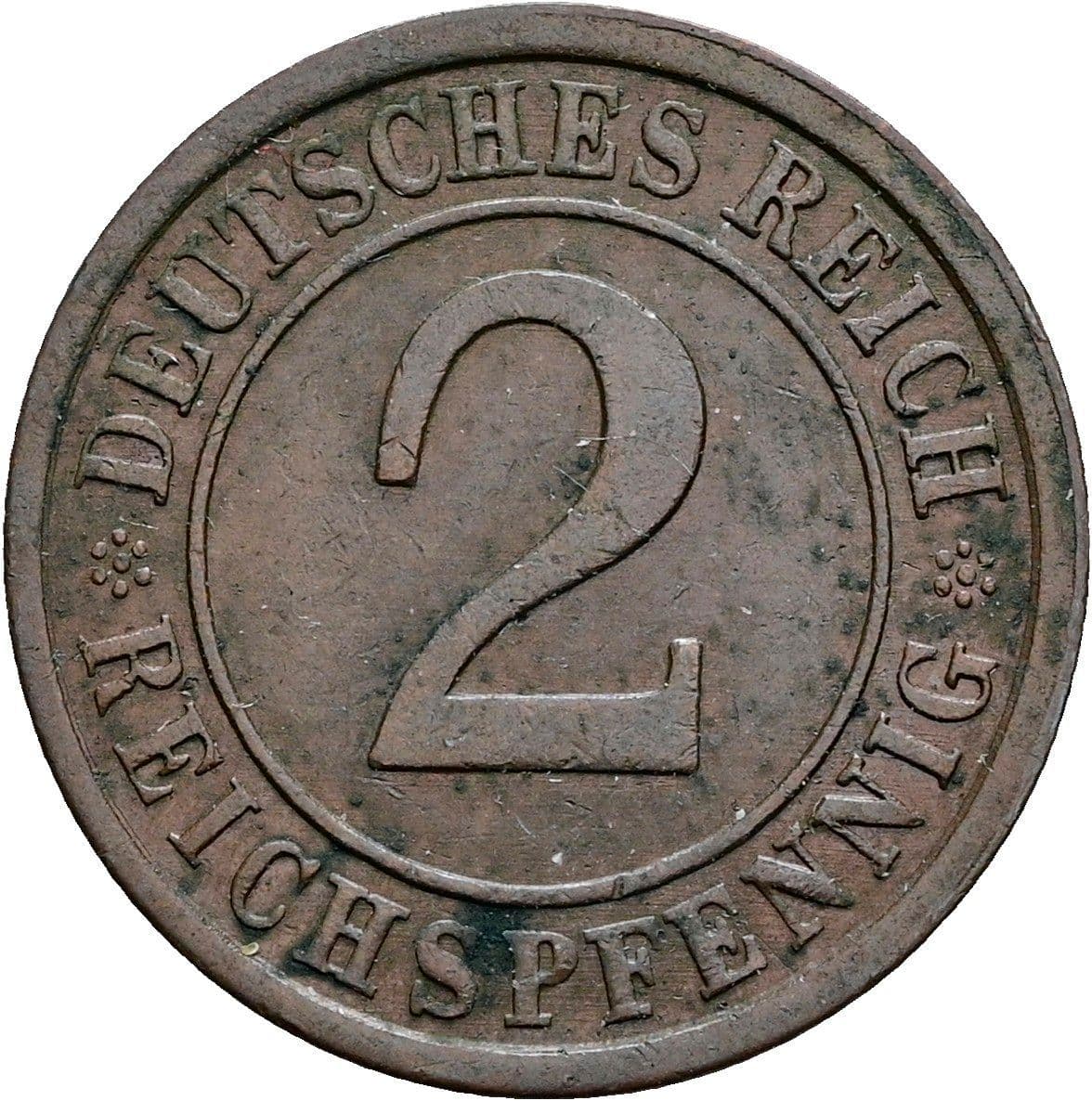 2 Reichspfennig 1925 A – Vorderseite