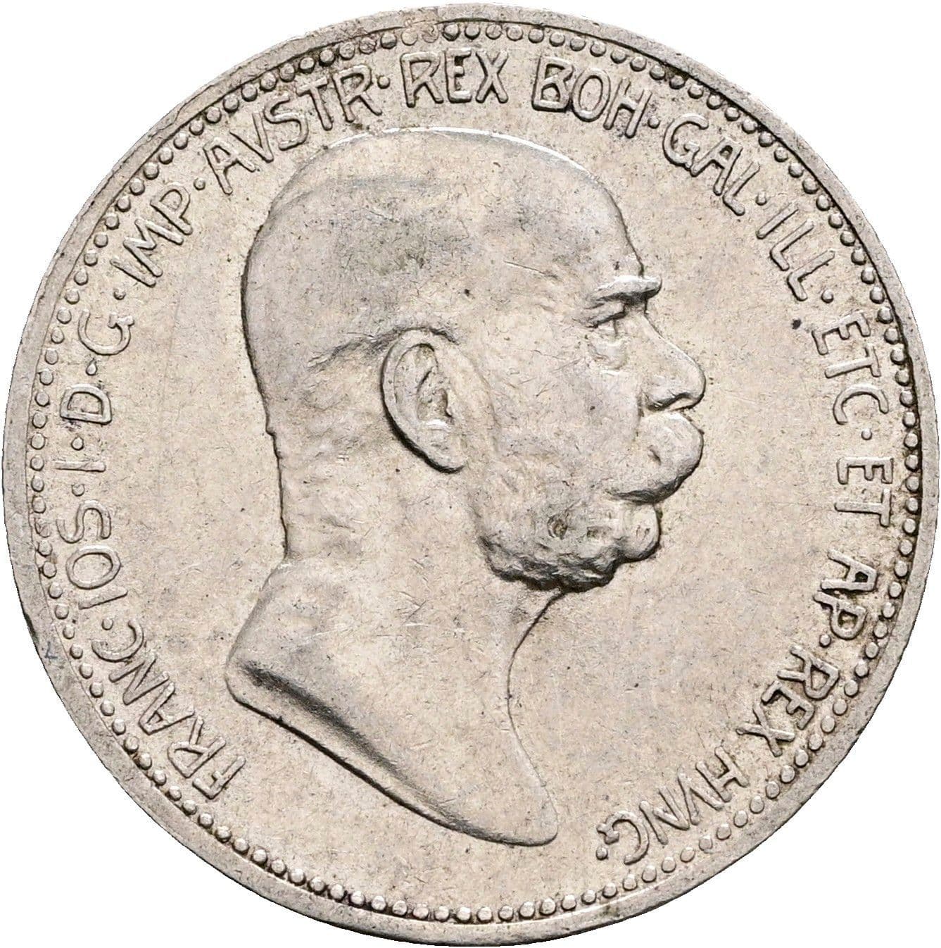 1 Krone Franz Joseph I. 1848-1916 1908 – Vorderseite