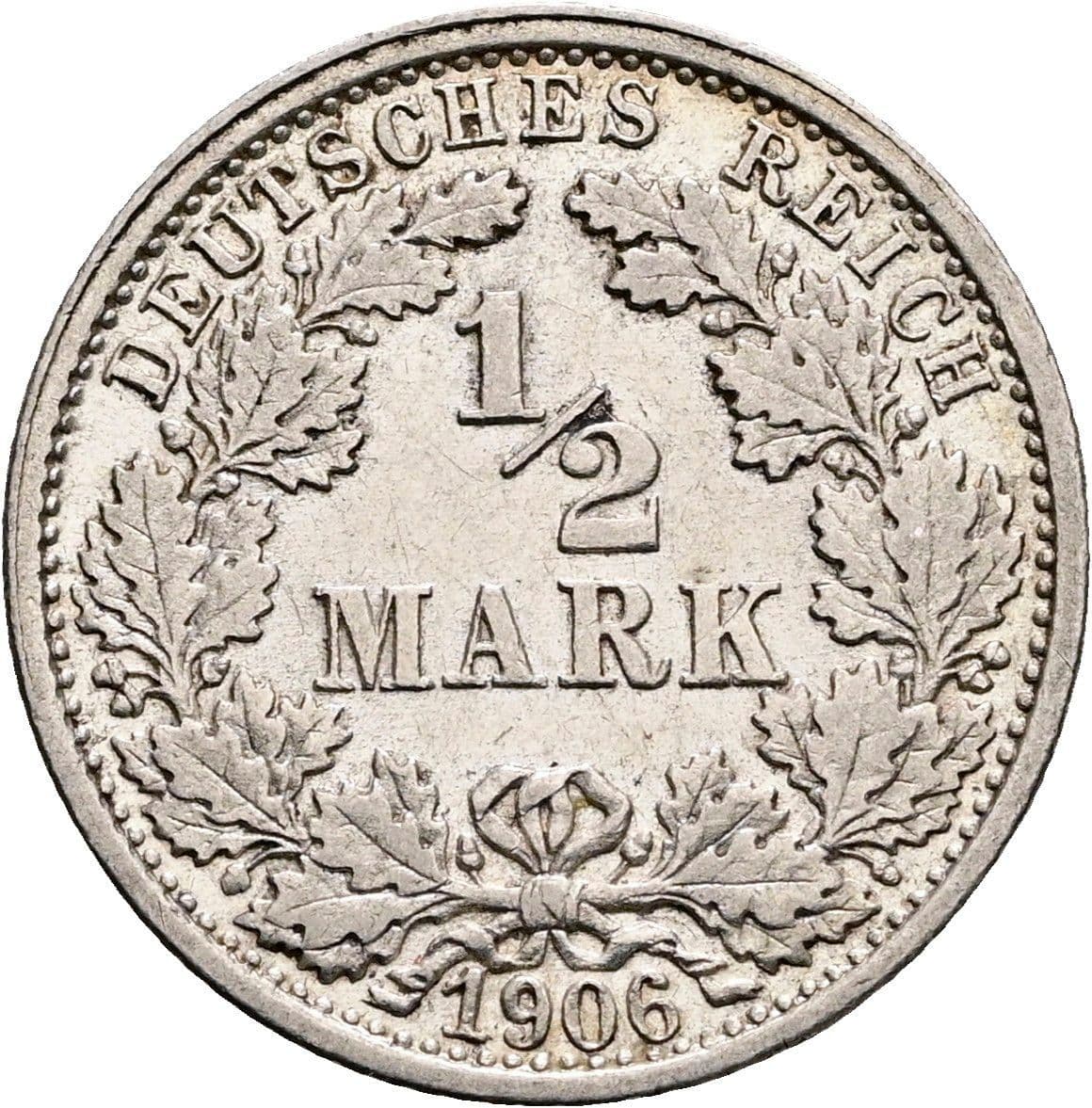 1/2 Mark 1906 F – Vorderseite