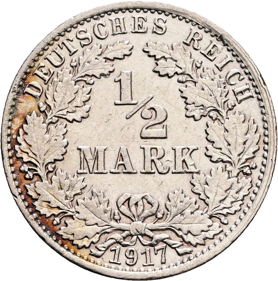 1/2 Mark 1917 A – Vorderseite