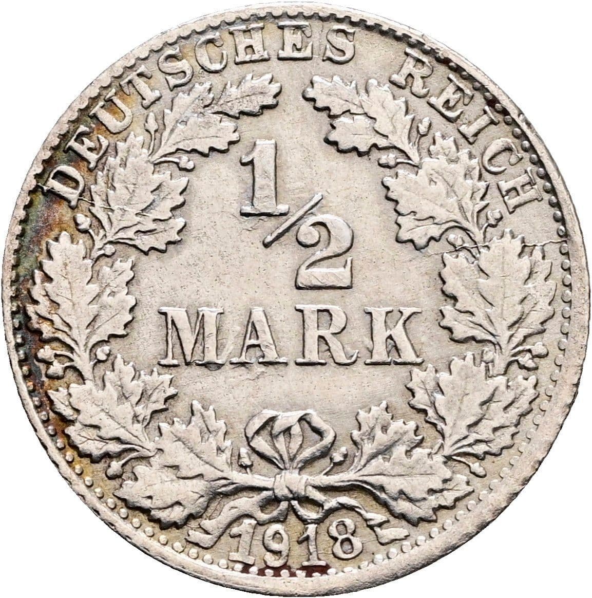 1/2 Mark 1918 F – Vorderseite