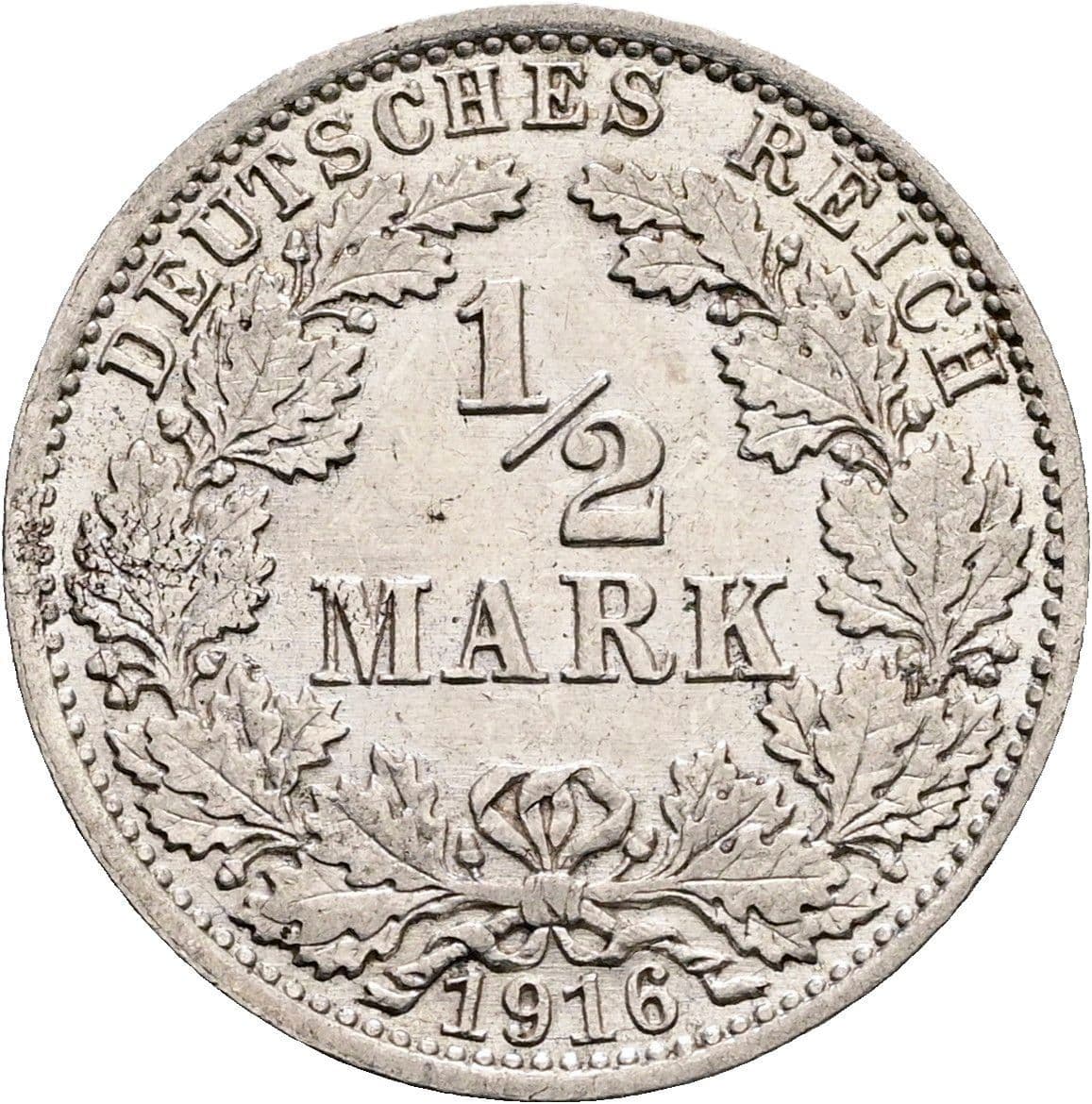 1/2 Mark 1916 A – Vorderseite