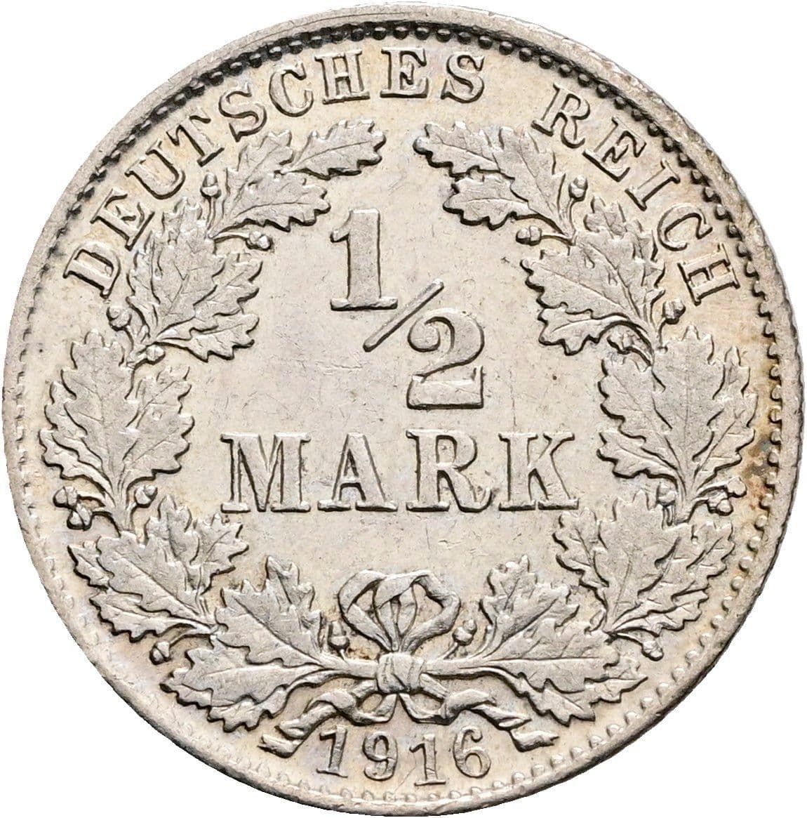 1/2 Mark 1916 D – Vorderseite