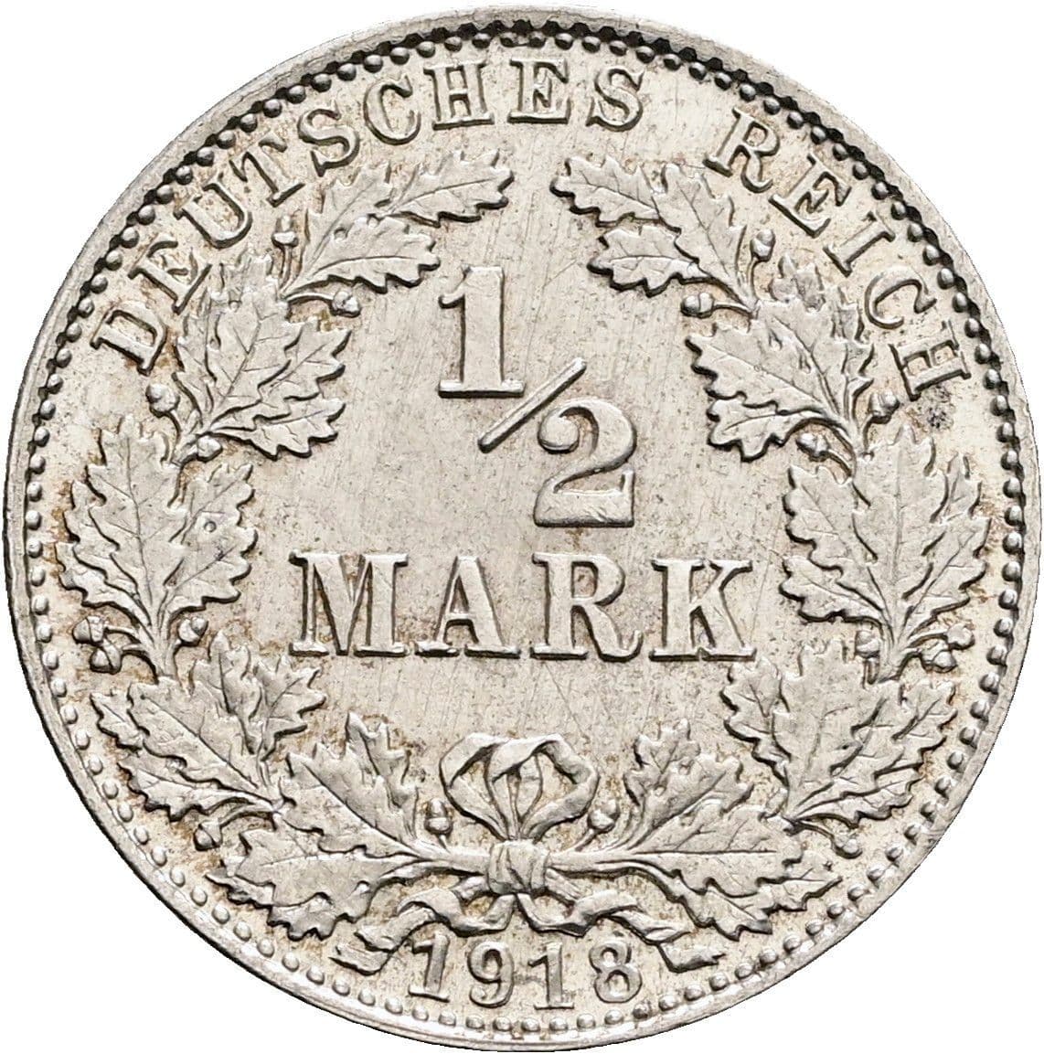 1/2 Mark 1918 D – Vorderseite