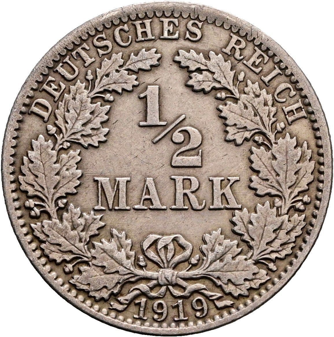 1/2 Mark 1919 A – Vorderseite