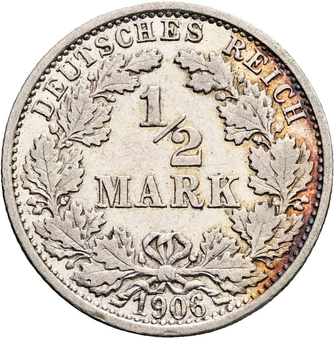 1/2 Mark 1906 F – Vorderseite
